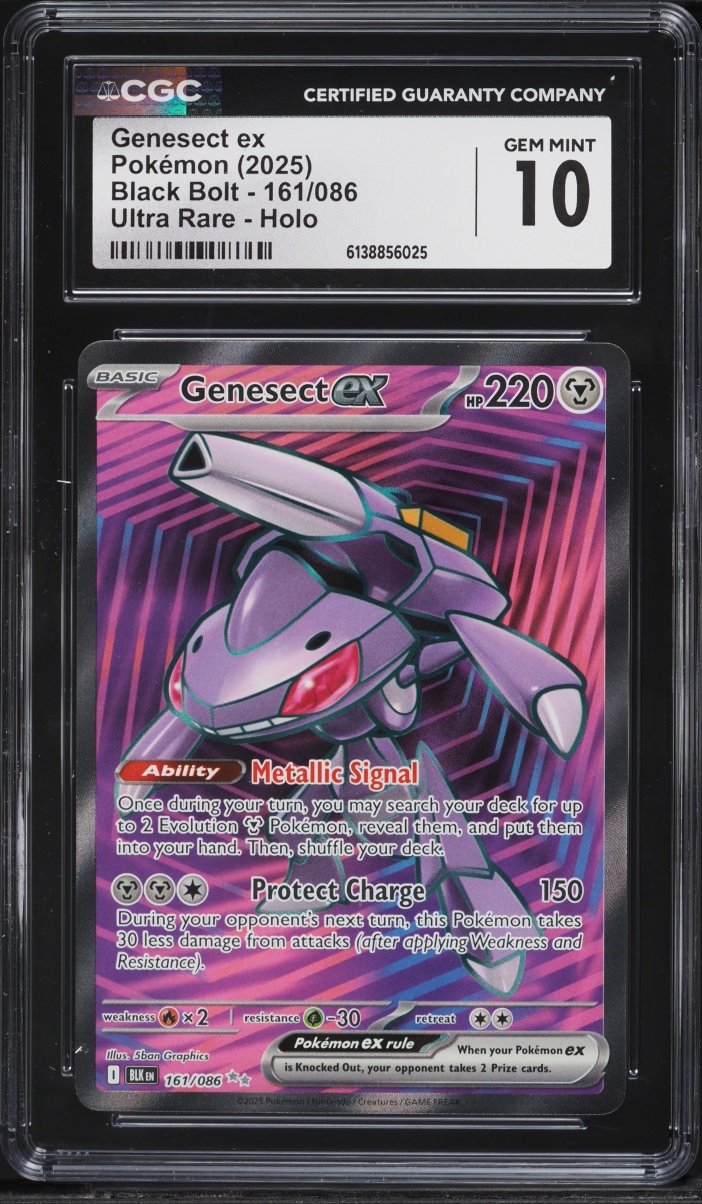 2025 Pokemon Scarlet & Violet Black Bolt Full Art Genesect Ex #161 CGC 10 GEM MINT