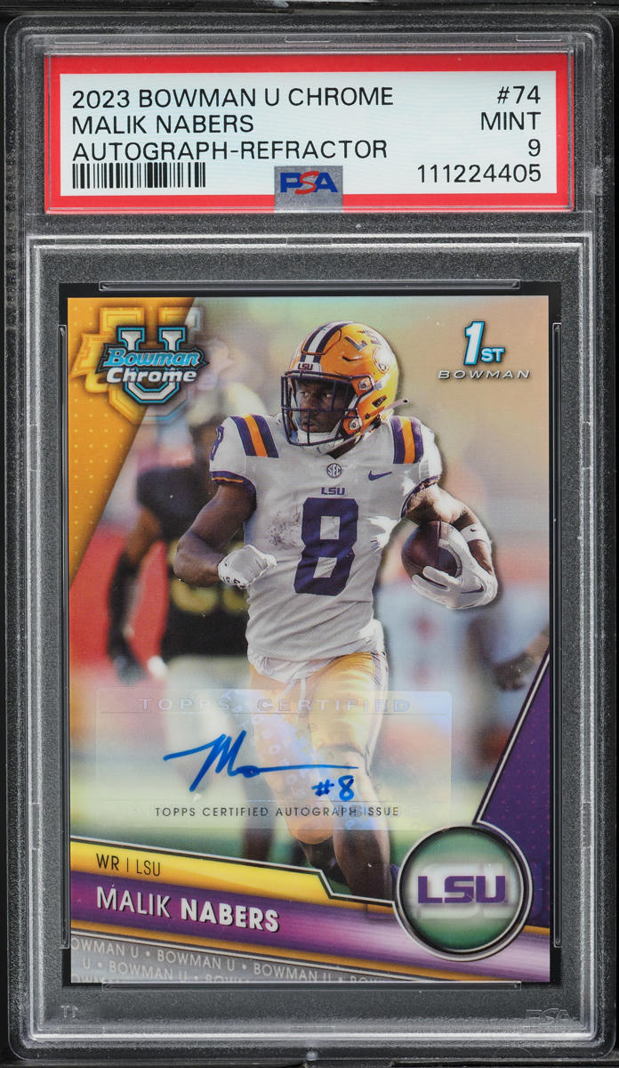 2023 Bowman Chrome University Malik Nabers ROOKIE AUTO /499 #74 PSA 9 MINT