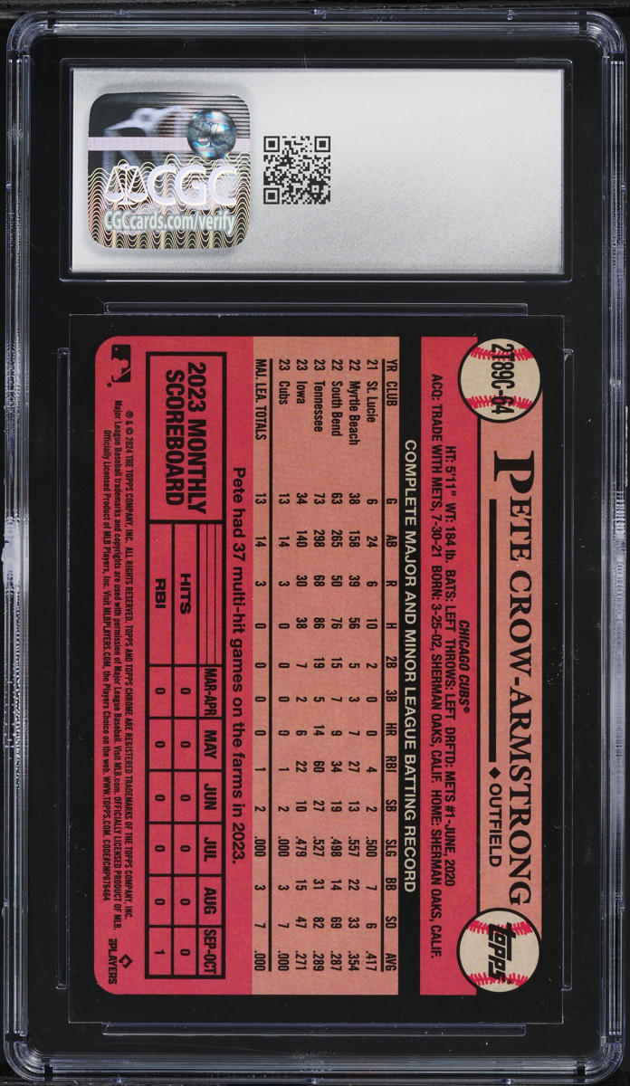 2024 Topps Chorme '89 Silver Pack Pete Crow-Armstrong ROOKIE #2T89C-64 CGC 10