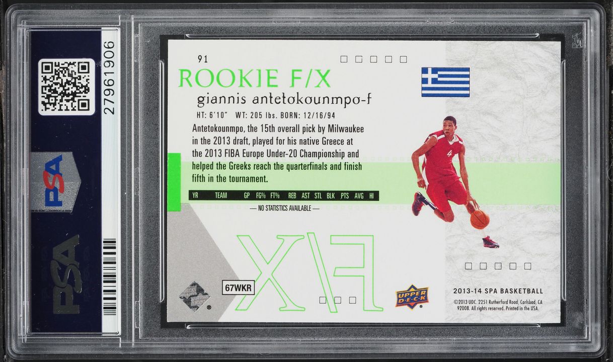 2013 SP Authentic '01 F/X Giannis Antetokounmpo ROOKIE #91 PSA 10 GEM MINT