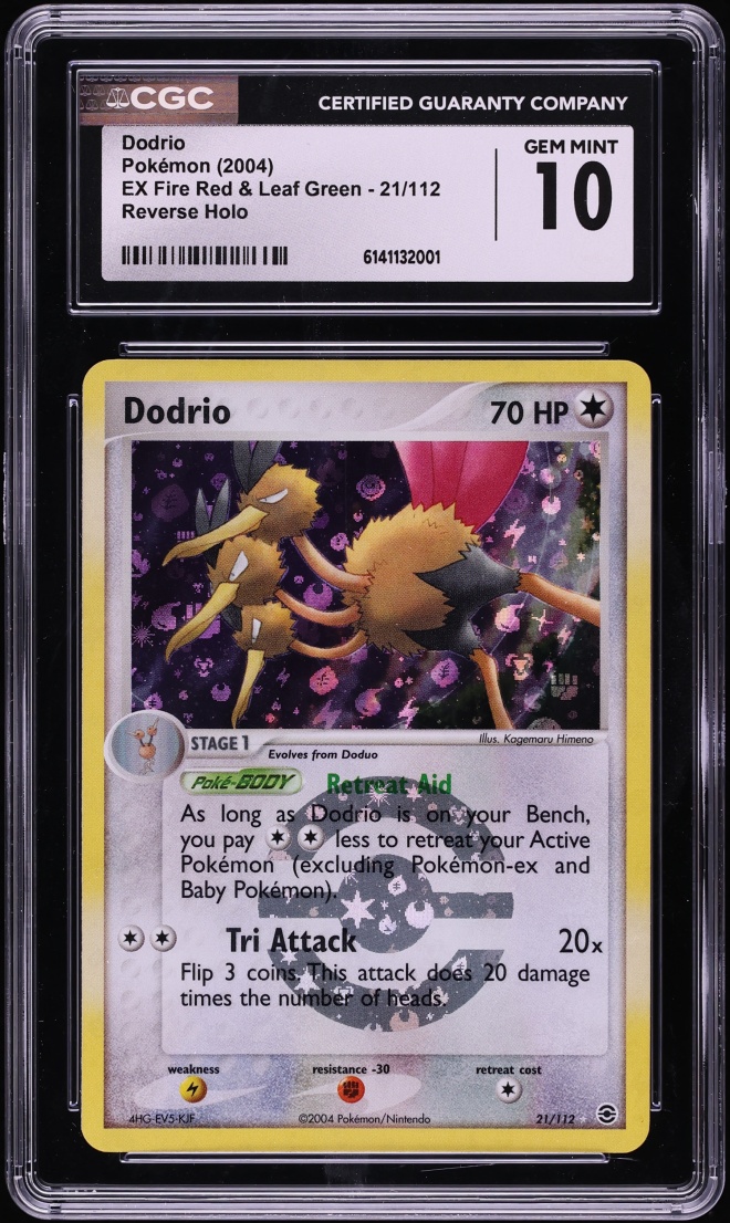 2004 Pokemon EX Fire Red & Leaf Green Reverse Holo Dodrio #21 CGC 10 GEM MINT