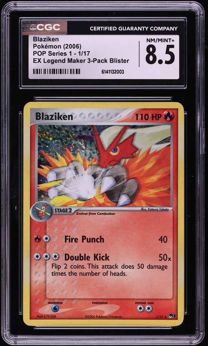 2006 Pokemon POP Series 1 EX Legend Maker 3-Pack Blister Blaziken #1 CGC 8.5 NM-MT+