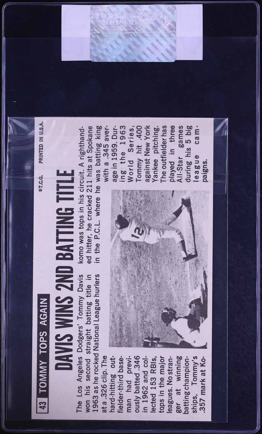 1964 Topps Giants Tommy Davis #43 CGC AUTH