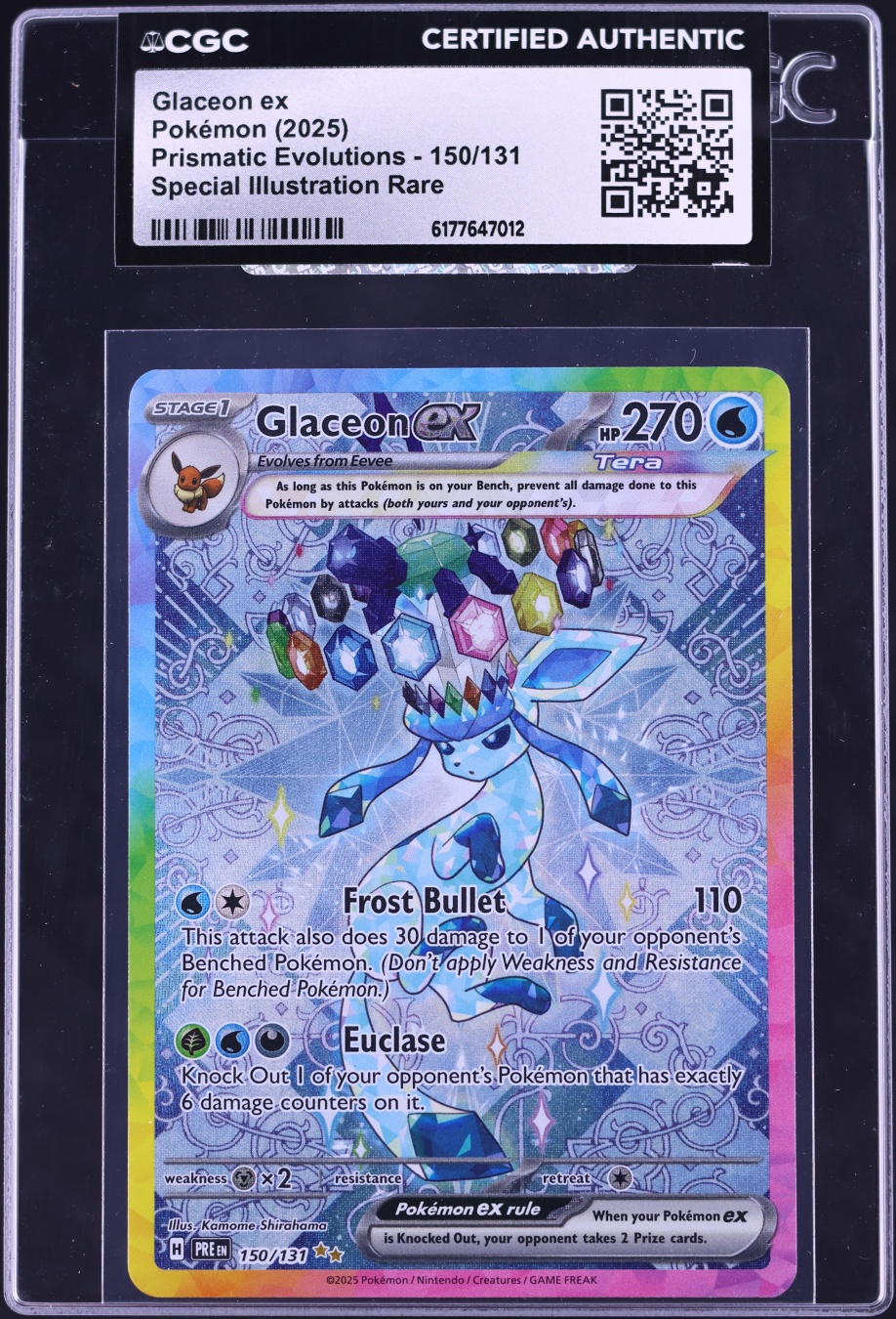 2025 Pokemon Scarlet & Violet Prismatic Evolutions SIR Glaceon EX #150 CGC AUTH
