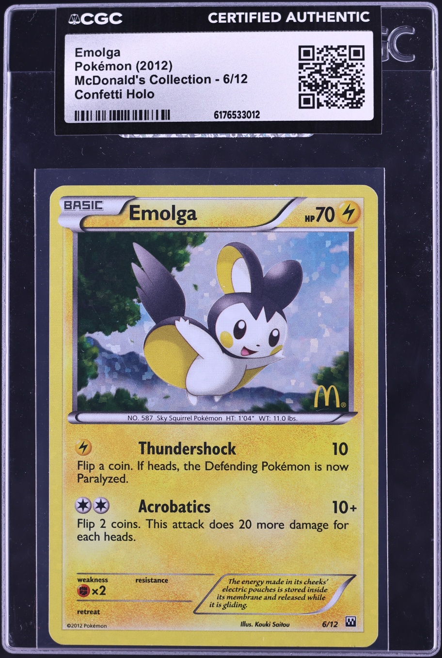 2012 Pokemon Black & White McDonald's Collection Confetti Holo Emolga #6 CGC AUTH