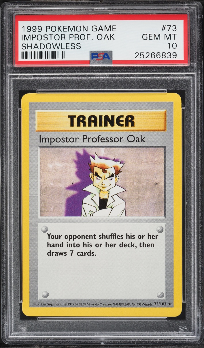 1999 Pokemon Base Set Shadowless Impostor Professor Oak #73 PSA 10 GEM MINT