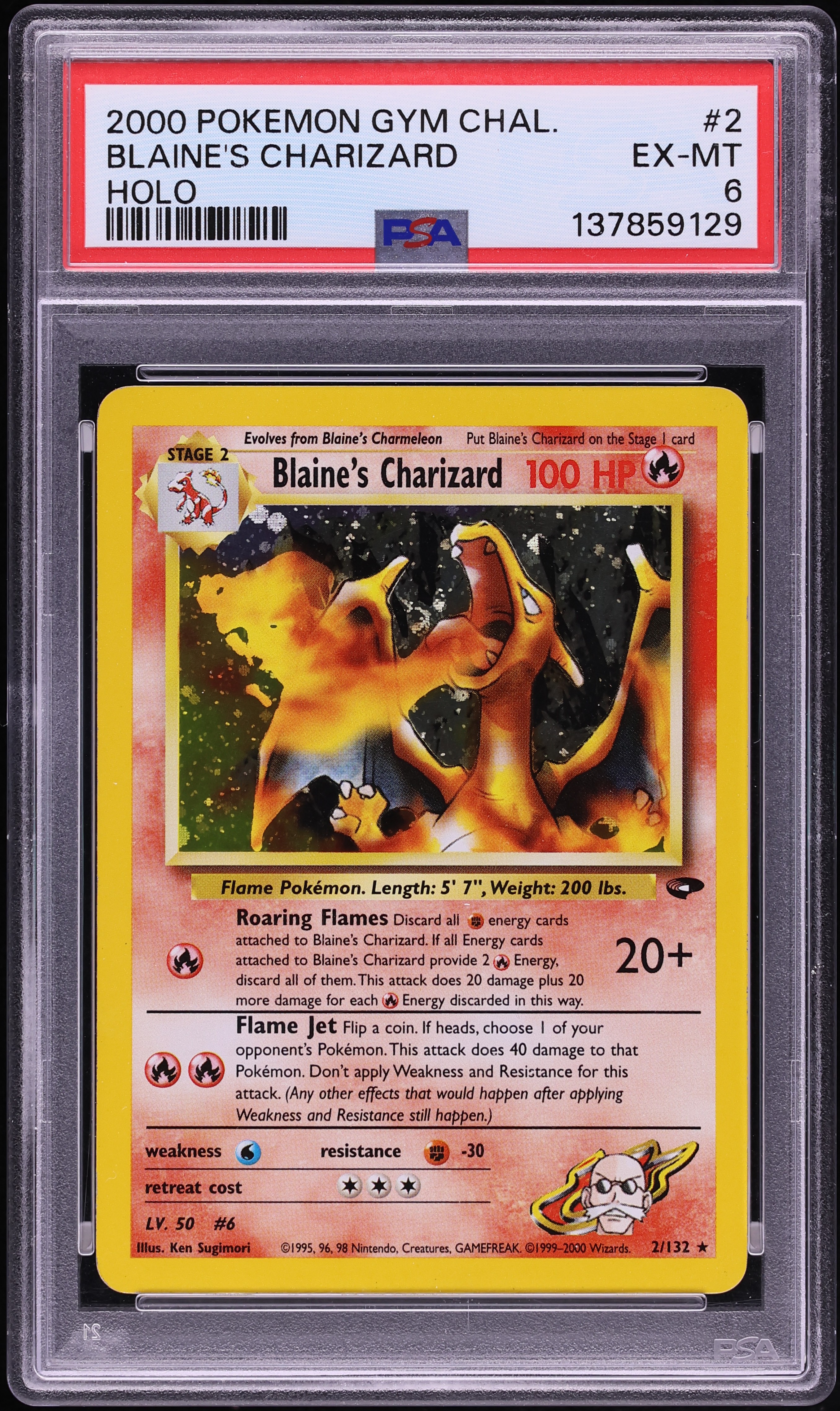 2000 Pokemon Gym Challenge Holo Blaine's Charizard #2 PSA 6 EXMT