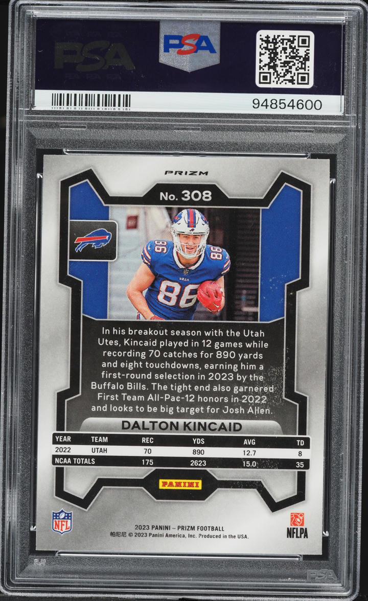 2023 Panini Prizm Pink Dalton Kincaid ROOKIE #308 PSA 9 MINT