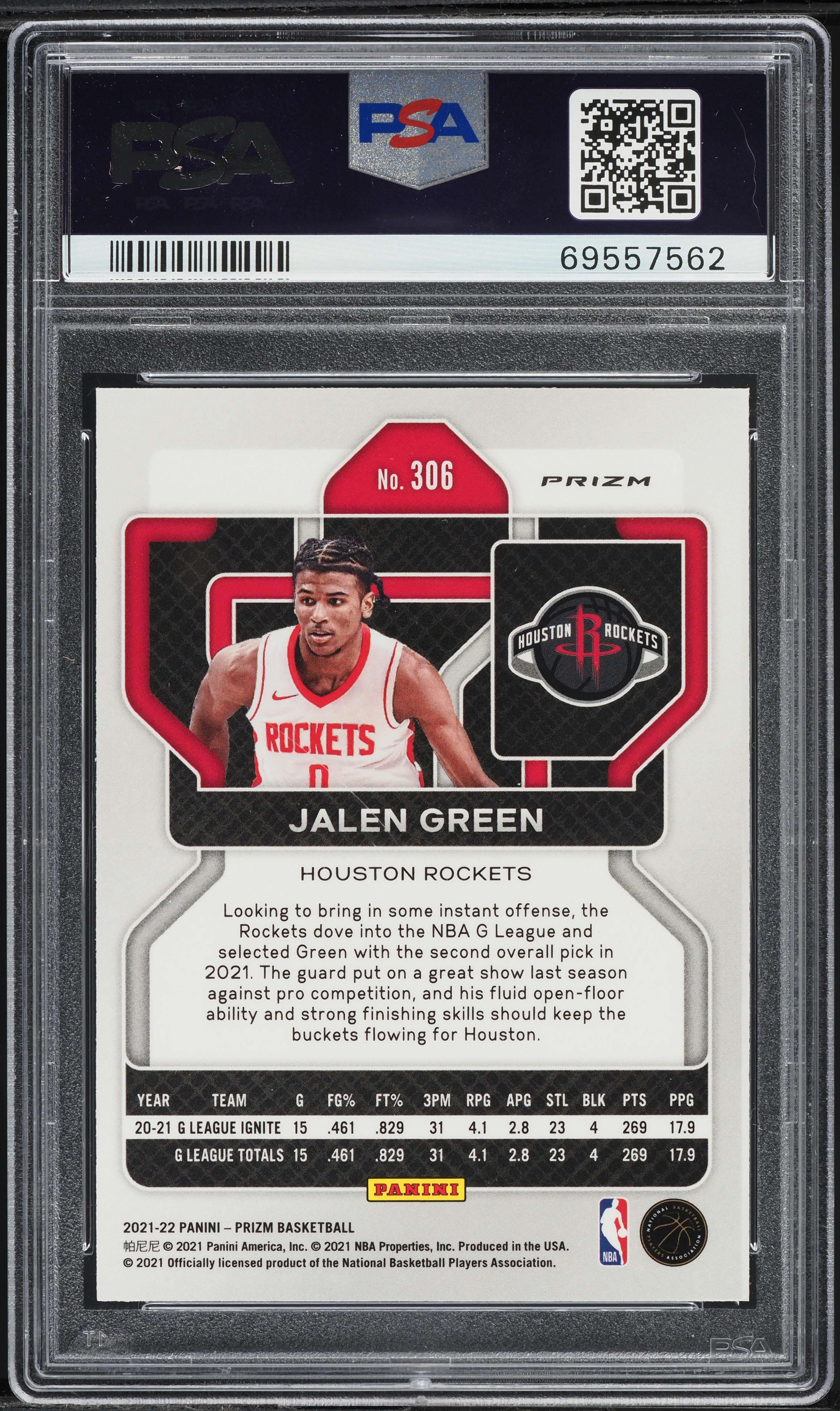2021 Panini Prizm Red White Blue Jalen Green ROOKIE #306 PSA 10