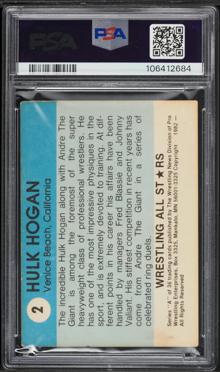1982 Wrestling All Stars Series A Hulk Hogan ROOKIE #2 PSA 3 VG