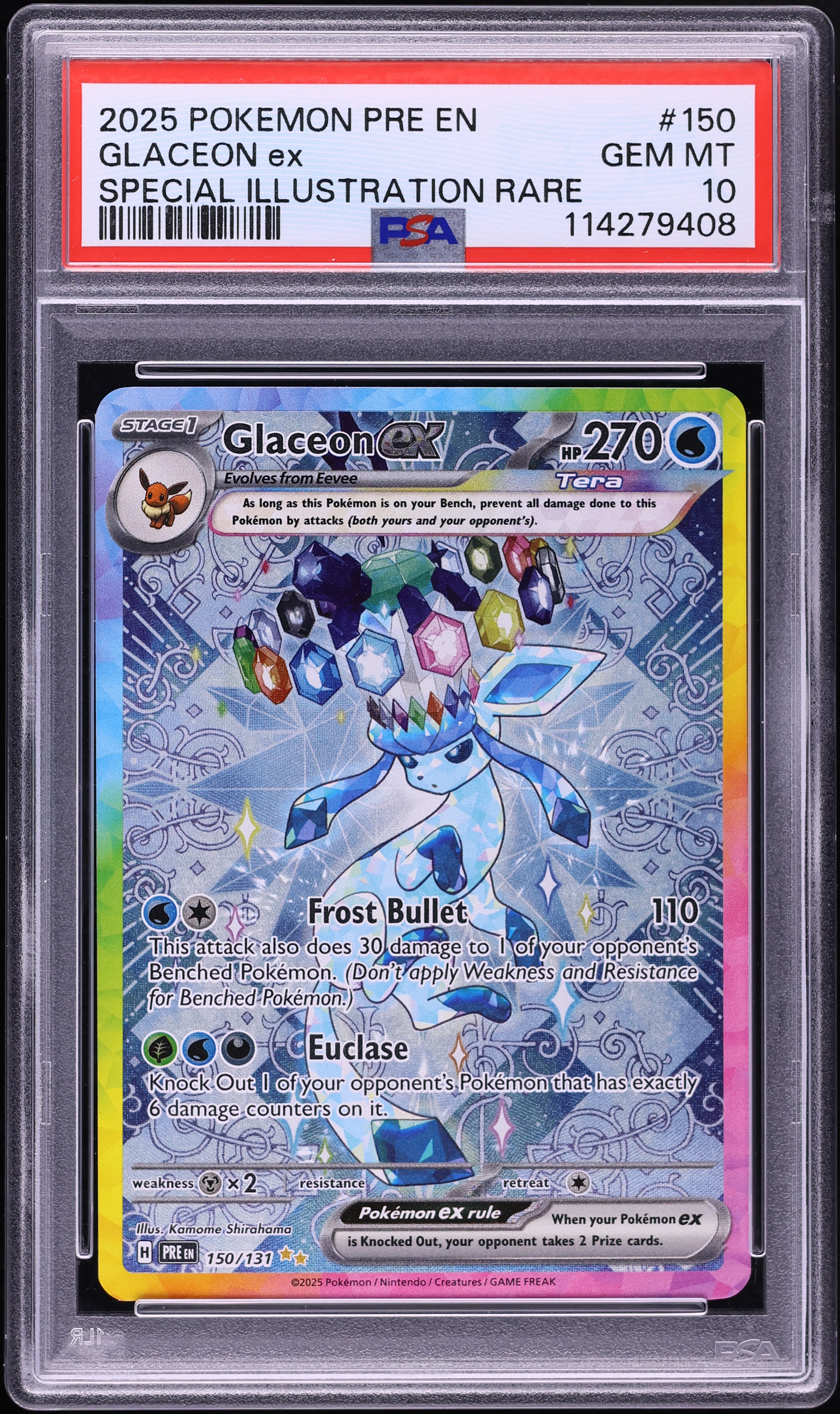 2025 Pokemon Scarlet & Violet Prismatic Evolutions SIR Glaceon ex #150 PSA 10 GEM MINT