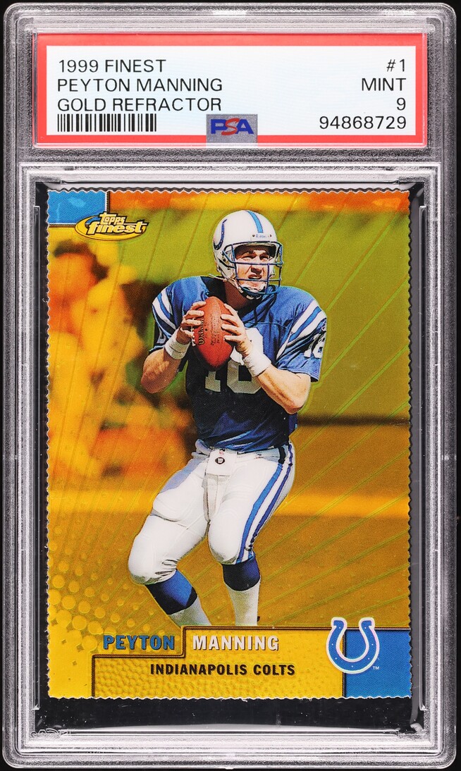 1999 Finest Gold Refractor Peyton Manning /100 #1 PSA 9 MINT