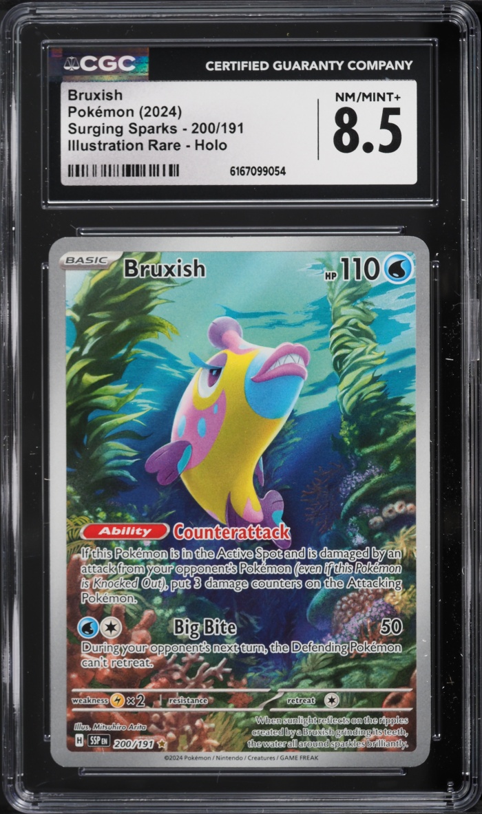 2024 Pokemon Scarlet & Violet Surging Sparks IR Bruxish #200 CGC 8.5 NM-MT+