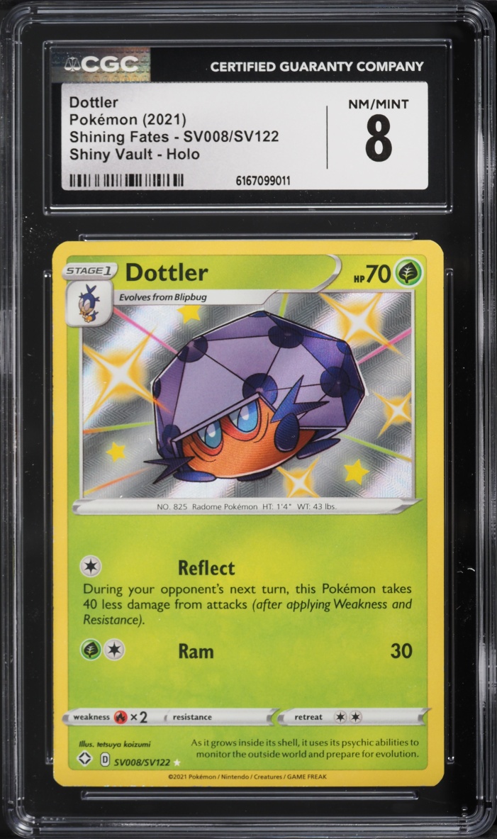2021 Pokemon Sword & Shield Shining Fates Shiny Vault Holo Dottler #SV008 CGC 8 NM-MT