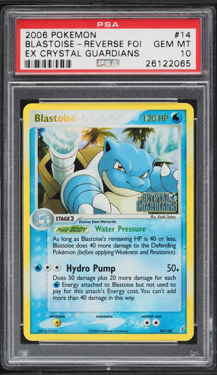 2006 Pokemon EX Crystal Guardians Reverse Holo Blastoise #14 PSA 10 GEM MINT