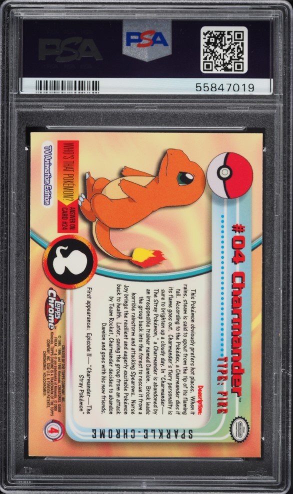 2000 Topps Chrome Pokemon Series 1 Sparkle Charmander #4 PSA 10 GEM MINT