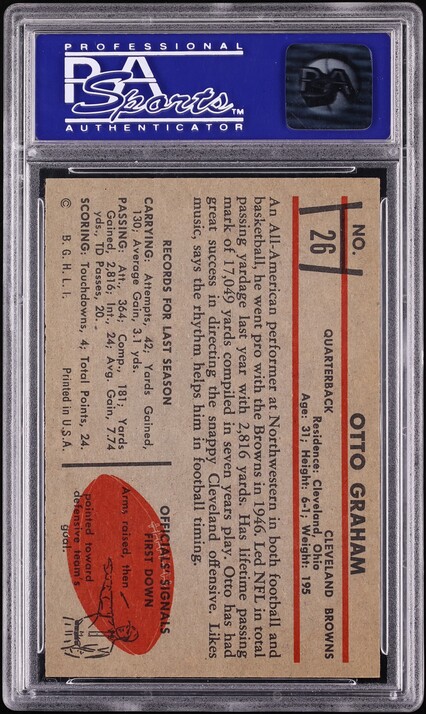 1953 Bowman Football Otto Graham #26 PSA 7 NRMT