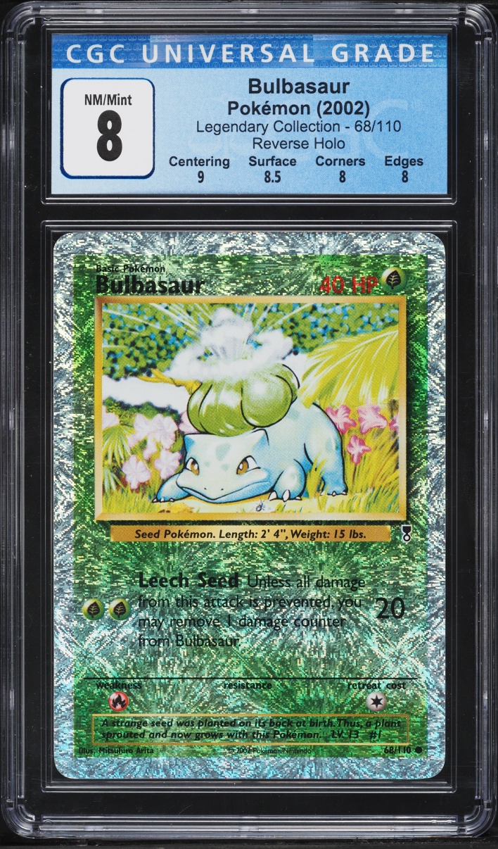 2002 Pokemon Legendary Collection Reverse Holo Bulbasaur #68 CGC 8 NM-MT