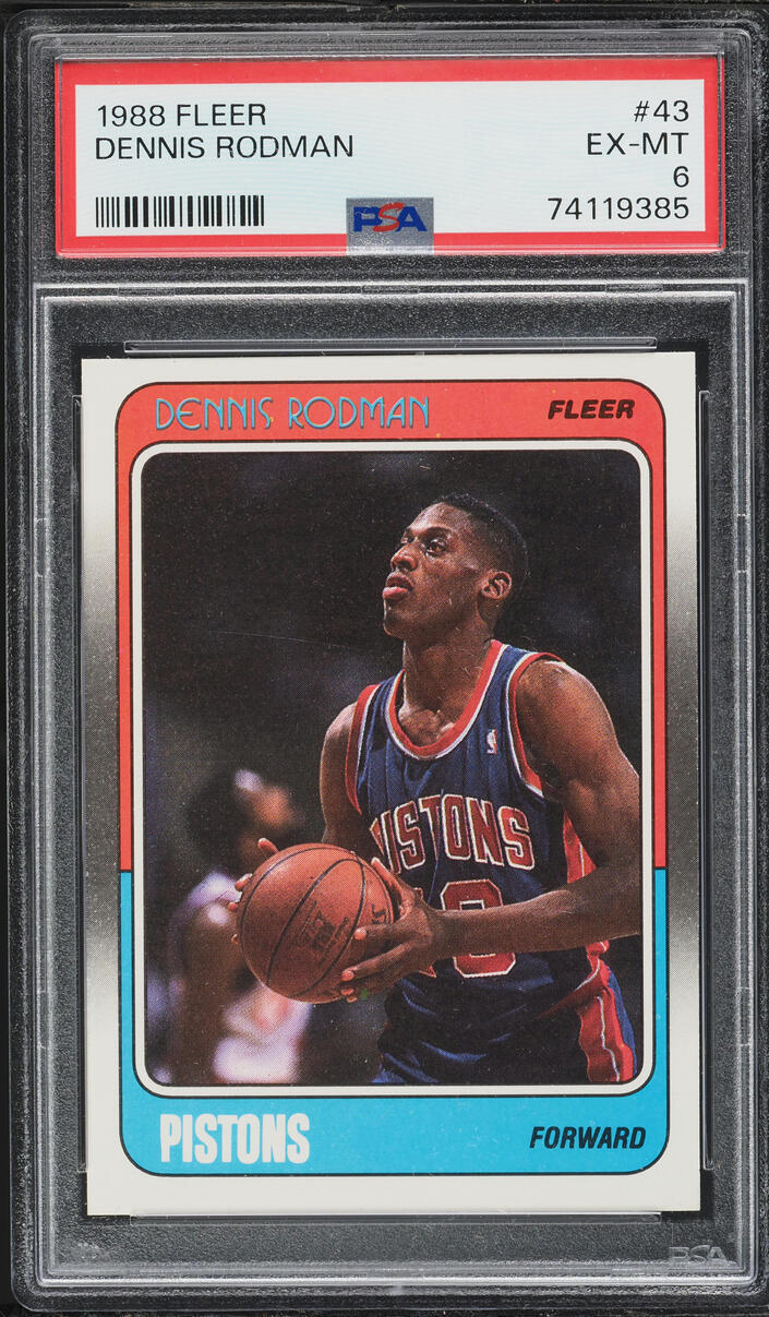 1988 Fleer Basketball Dennis Rodman ROOKIE #43 PSA 6 EXMT