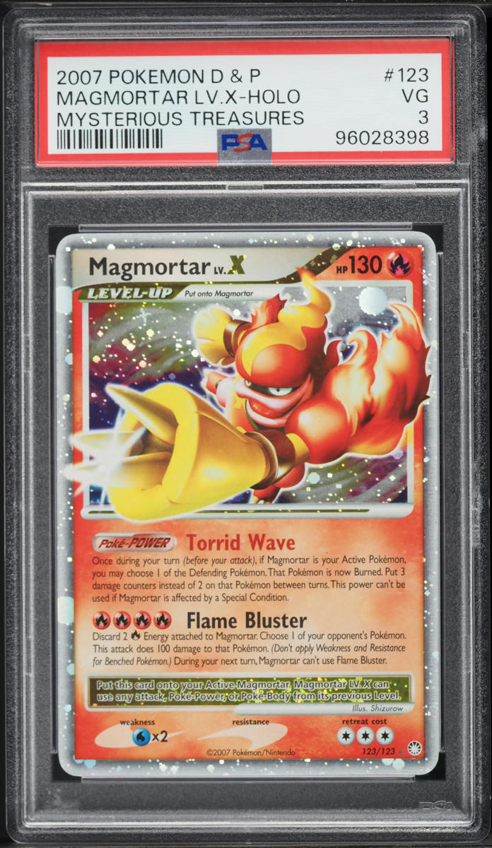 2007 Pokemon Diamond & Pearl Mysterious Treasures Holo Magmortar Lv. X #123 PSA 3 VG