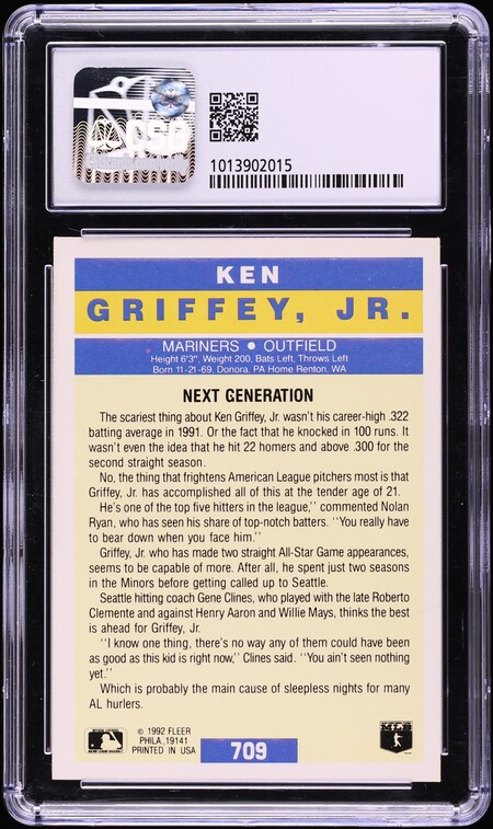 1992 Fleer Ken Griffey Jr. #709 CSG 8.5 NM-MT+