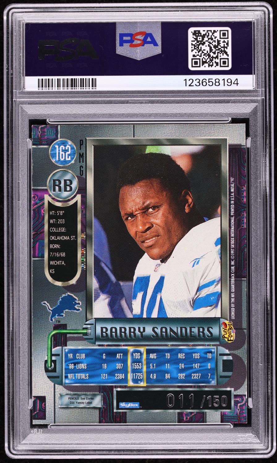 1997 Metal Universe Precious Metal Gems PMG Green Barry Sanders /15 #162 PSA 8