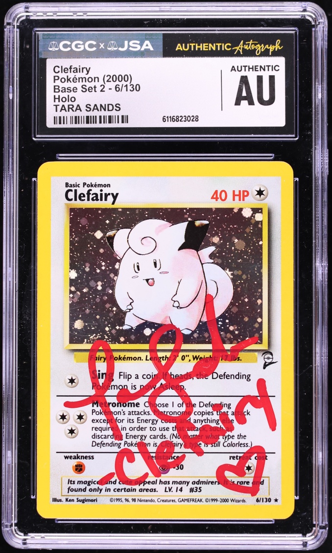 2000 Pokemon Base Set 2 Holo Clefairy Tara Sands AUTO #6 JSA CGC AUTH