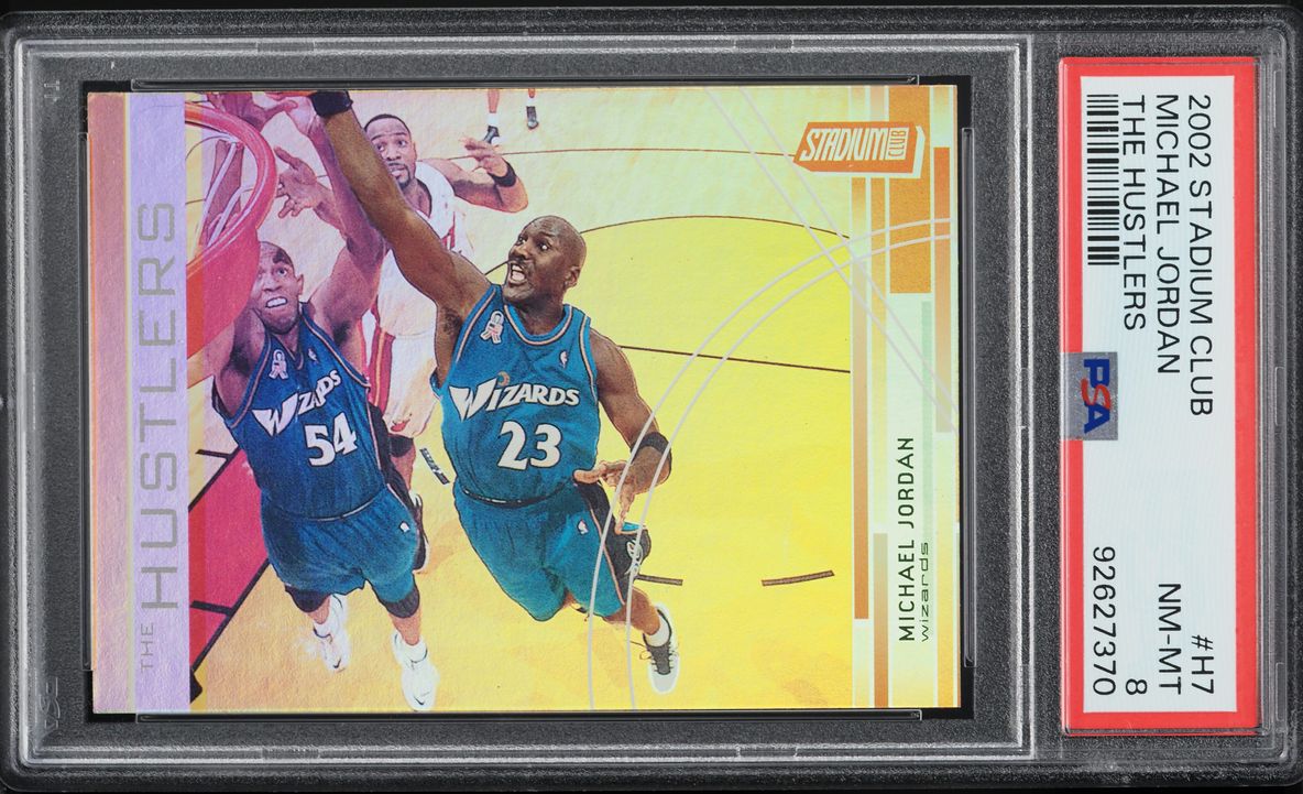 2002 Stadium Club The Hustlers Michael Jordan #H7 PSA 8 NM-MT