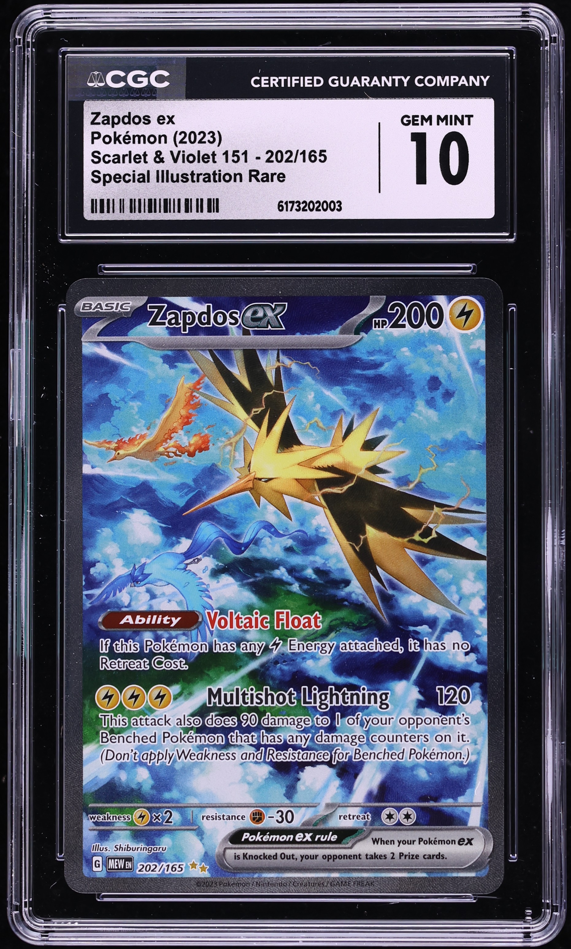 2023 Pokemon Scarlet & Violet 151 SIR Zapdos ex #202 CGC 10 GEM MINT