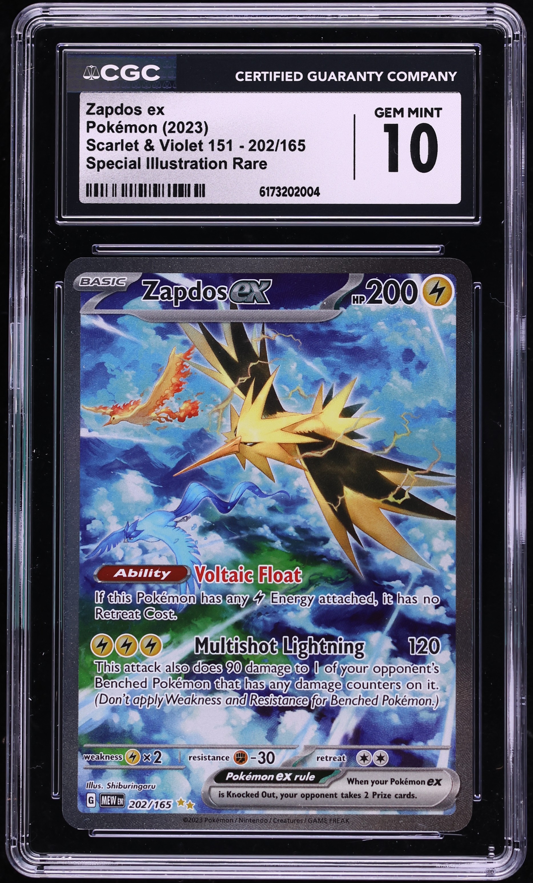 2023 Pokemon Scarlet & Violet 151 SIR Zapdos ex #202 CGC 10 GEM MINT