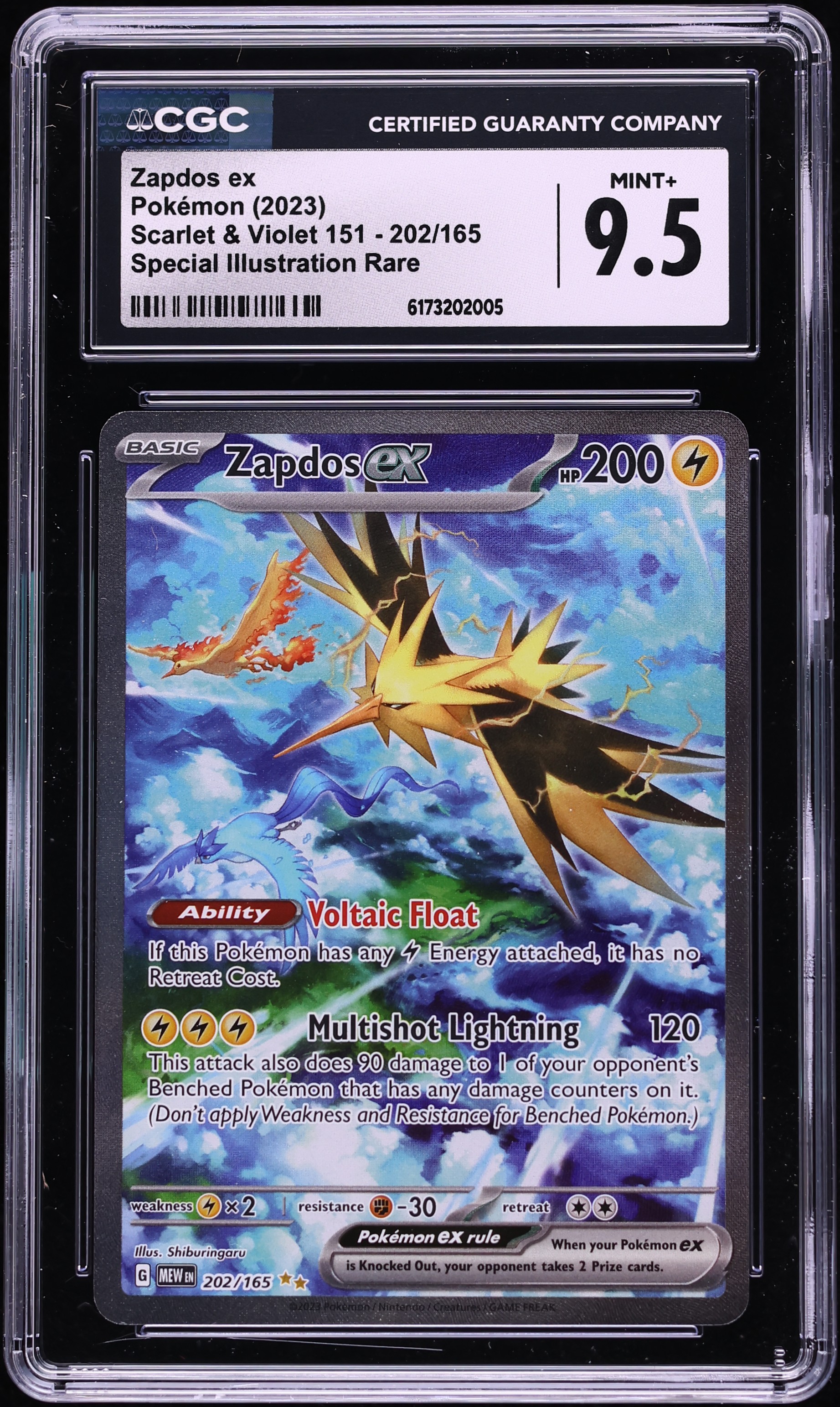 2023 Pokemon Scarlet & Violet 151 SIR Zapdos ex #202 CGC 9.5 MINT+