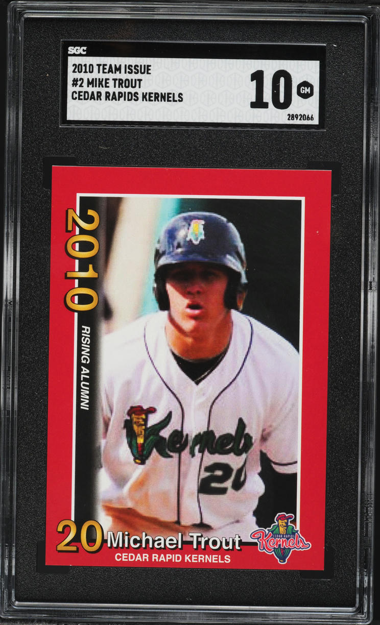 2010 Team Issue Cedar Rapids Kernels Mike Trout ROOKIE #2 SGC 10 GEM MINT