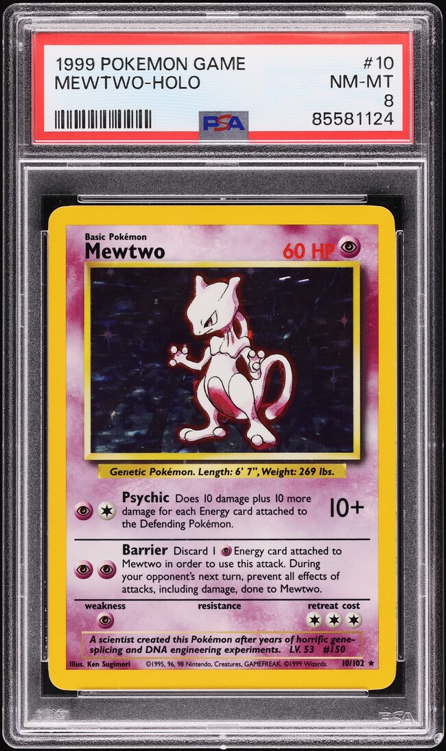 1999 Pokemon Base Set Holo Mewtwo #10 PSA 8 NM-MT