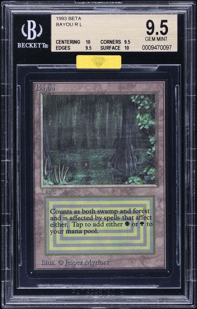 1993 Magic The Gathering MTG Beta Dual Land Bayou MBA BGS 9.5