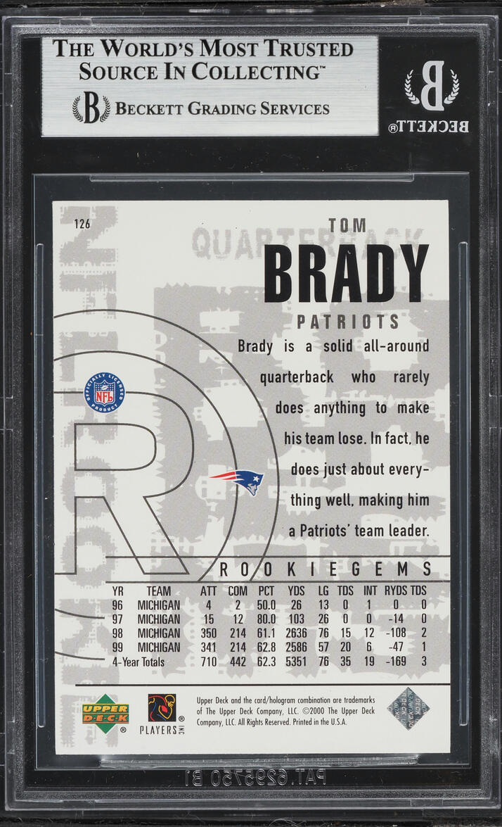 2000 Black Diamond Tom Brady ROOKIE #126 BGS 8.5 NM-MT+