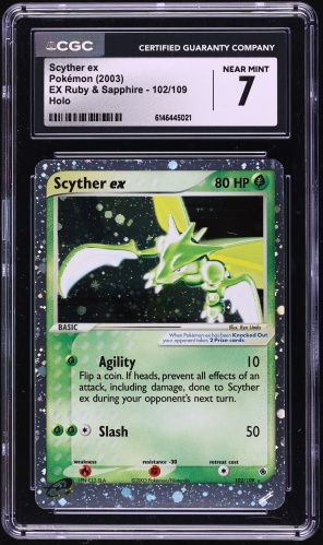 scyther ex pokemon card value (102/109) [EX: Ruby & Sapphire] the trusted official grading guarantees its condition Scyther EX #102 Prices |