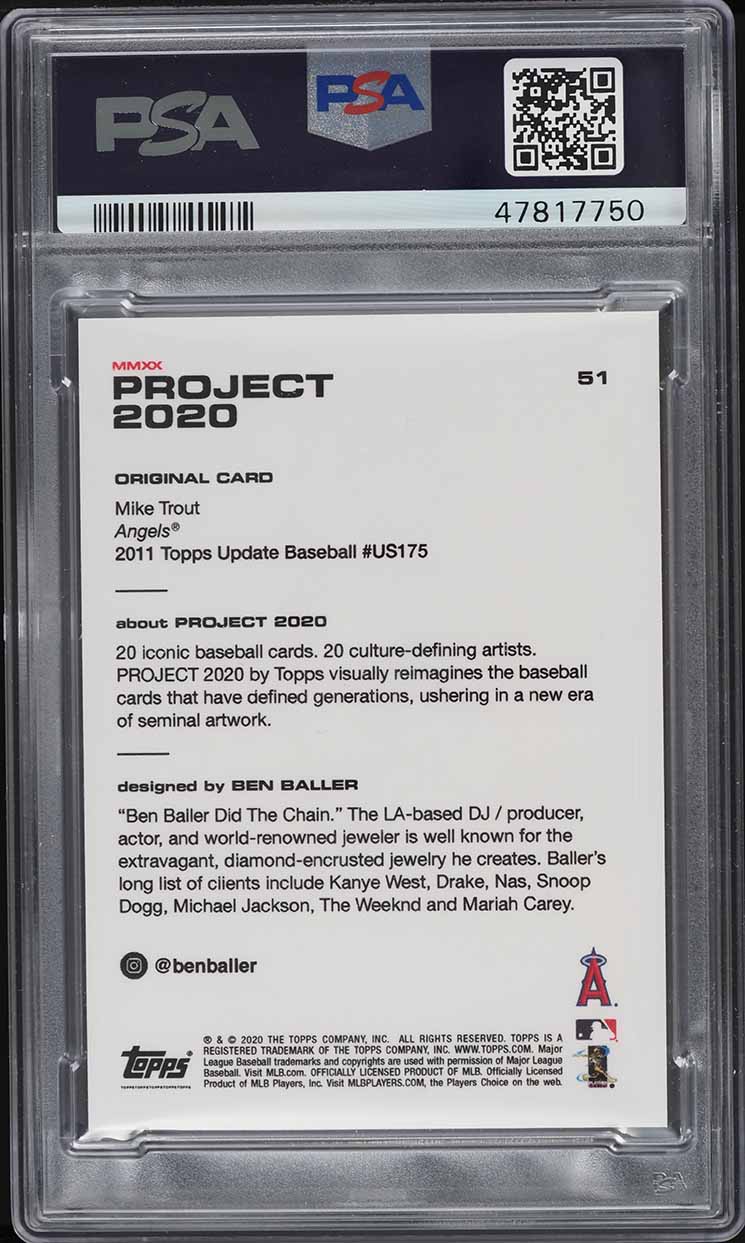 2020 Topps Project 2020 Ben Baller Mike Trout #51 PSA 9 MINT