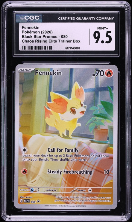 2026 Pokemon Mega Evolution Promo Chaos Rising ETB Full Art Fennekin #080 CGC 9.5 MINT+