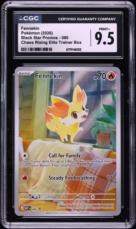2026 Pokemon Mega Evolution Promo Chaos Rising ETB Full Art Fennekin #080 CGC 9.5 MINT+
