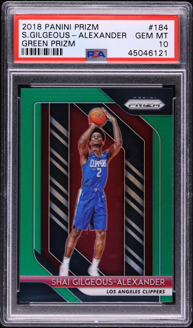 2018 Panini Prizm Green Shai Gilgeous-Alexander ROOKIE #184 PSA 10 GEM ...