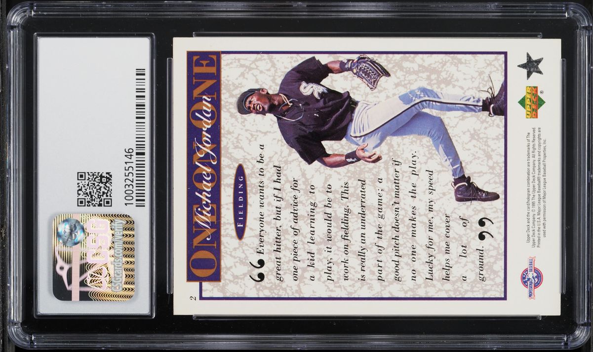 1995 Upper Deck Minors Jordan One On One Fielding Michael Jordan ROOKIE #2 CSG 8.5 NM-MT+