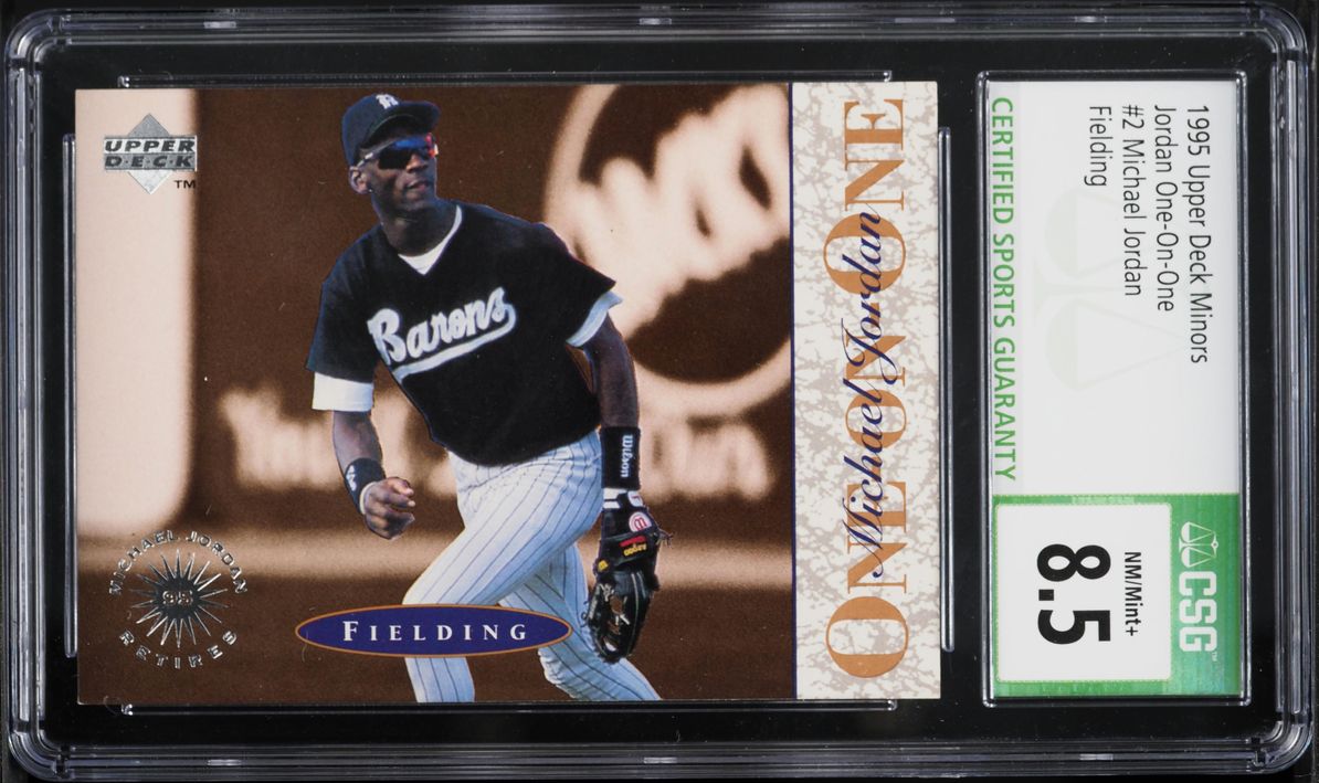 1995 Upper Deck Minors Jordan One On One Fielding Michael Jordan ROOKIE #2 CSG 8.5 NM-MT+