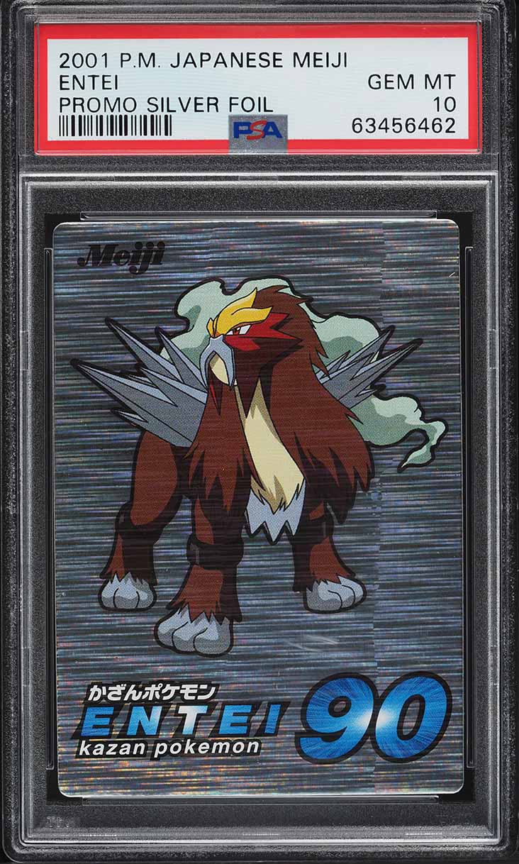 2001 Pokemon Japanese Meiji Promo Silver Foil Entei PSA 10 GEM MINT