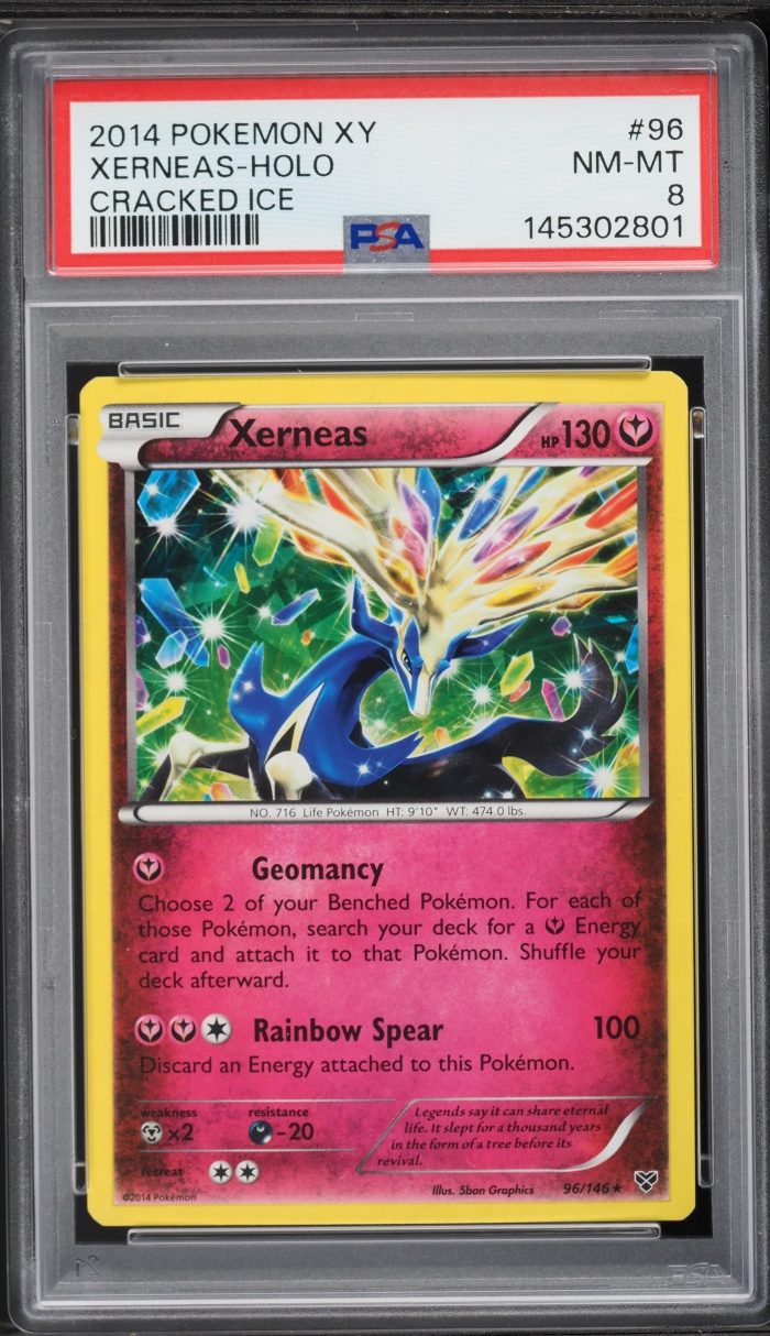 2014 Pokemon XY Cracked Ice Holo Xerneas #96 PSA 8 NM-MT