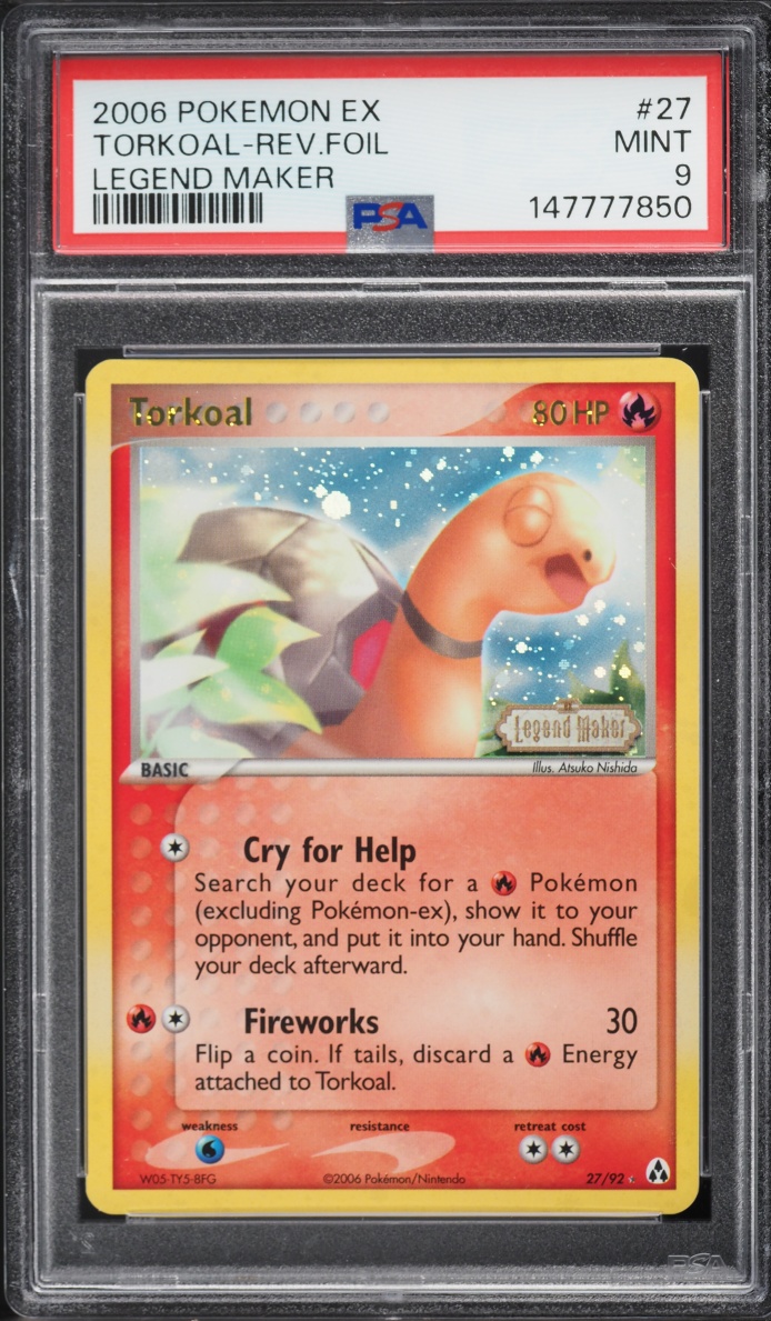 2006 Pokemon EX Legend Maker Reverse Holo Torkoal #27 PSA 9 MINT