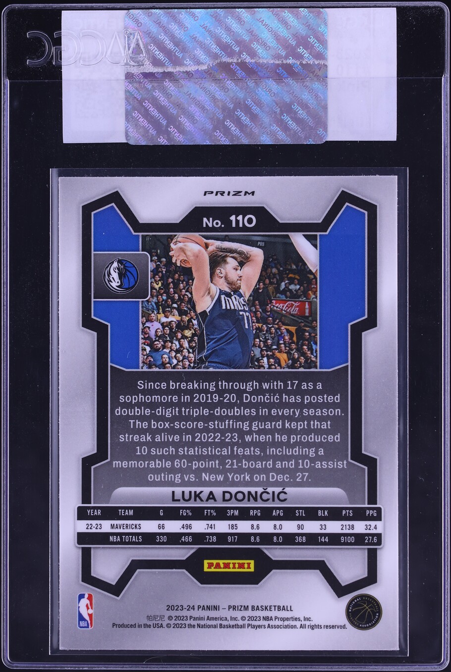 2023 Panini Prizm Pink Ice Luka Doncic #110 CGC AUTH