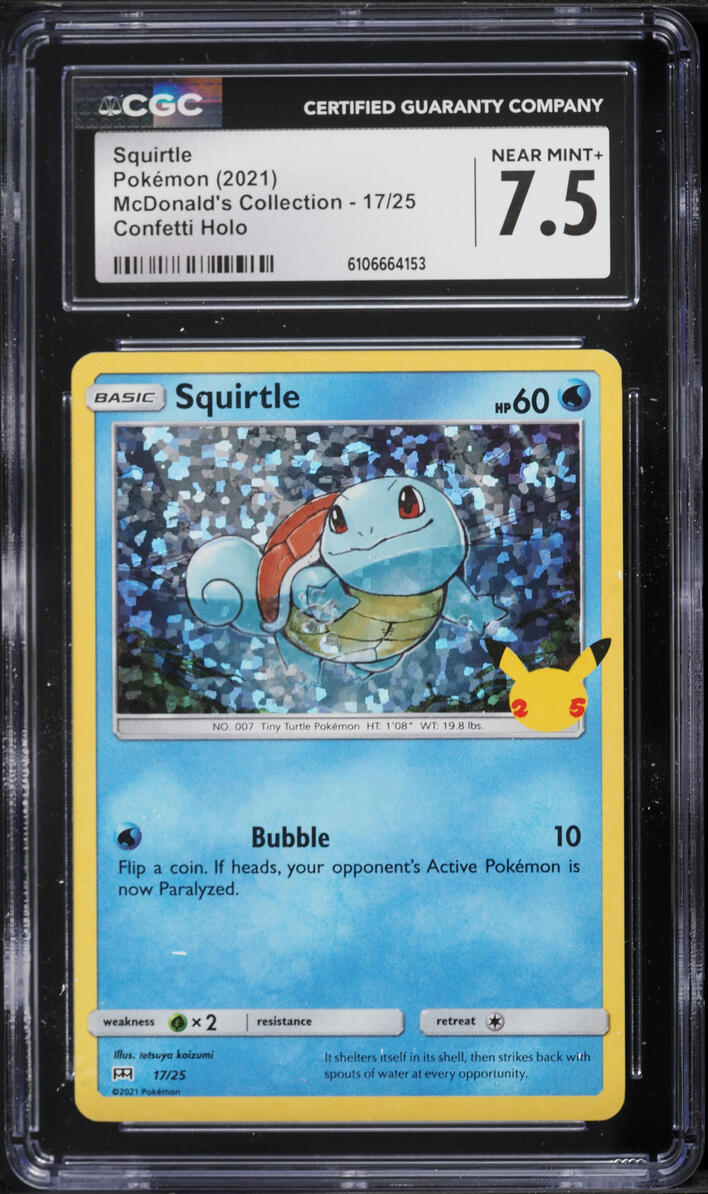 2021 Pokemon Sword & Shield McDonald's Collection Confetti Holo Squirtle #17 CGC 7.5 NRMT+