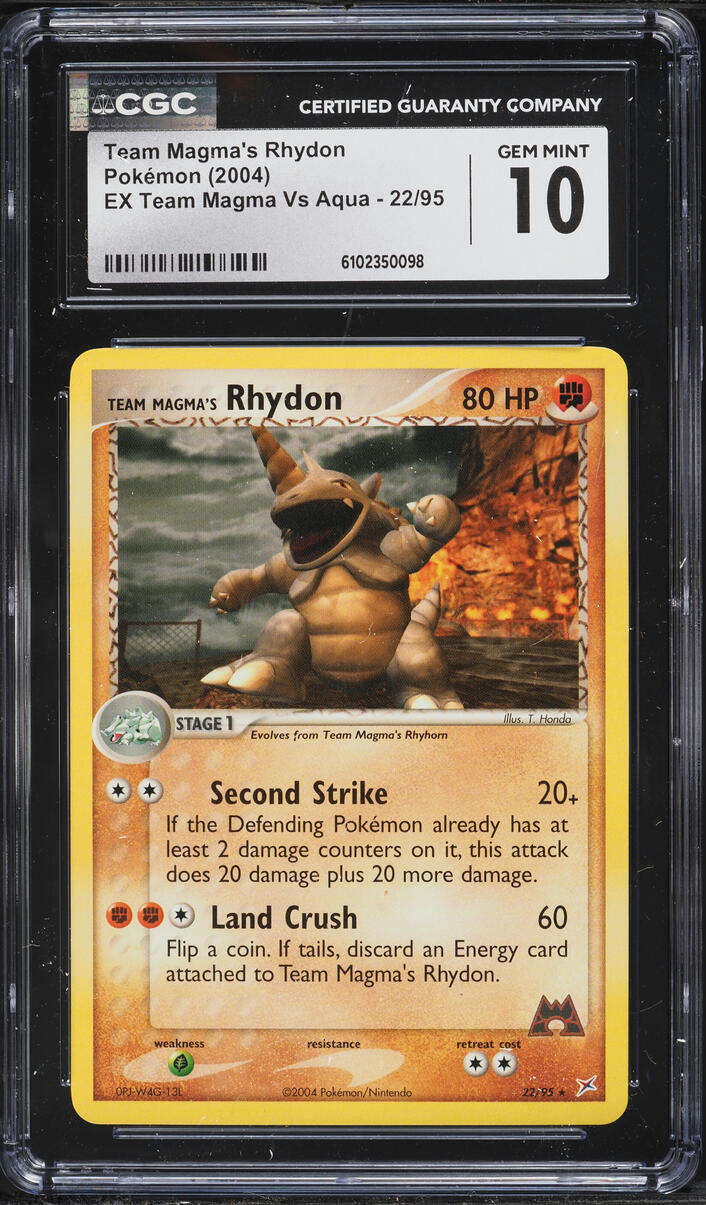 2004 Pokemon EX Team Magma VS Aqua Team Magma's Rhydon #22 CGC 10 GEM MINT