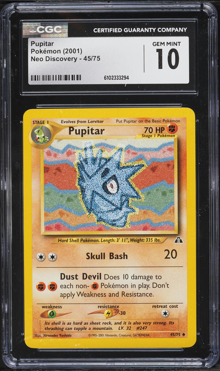 2001 Pokemon Neo Discovery Pupitar #45 CGC 10 GEM MINT