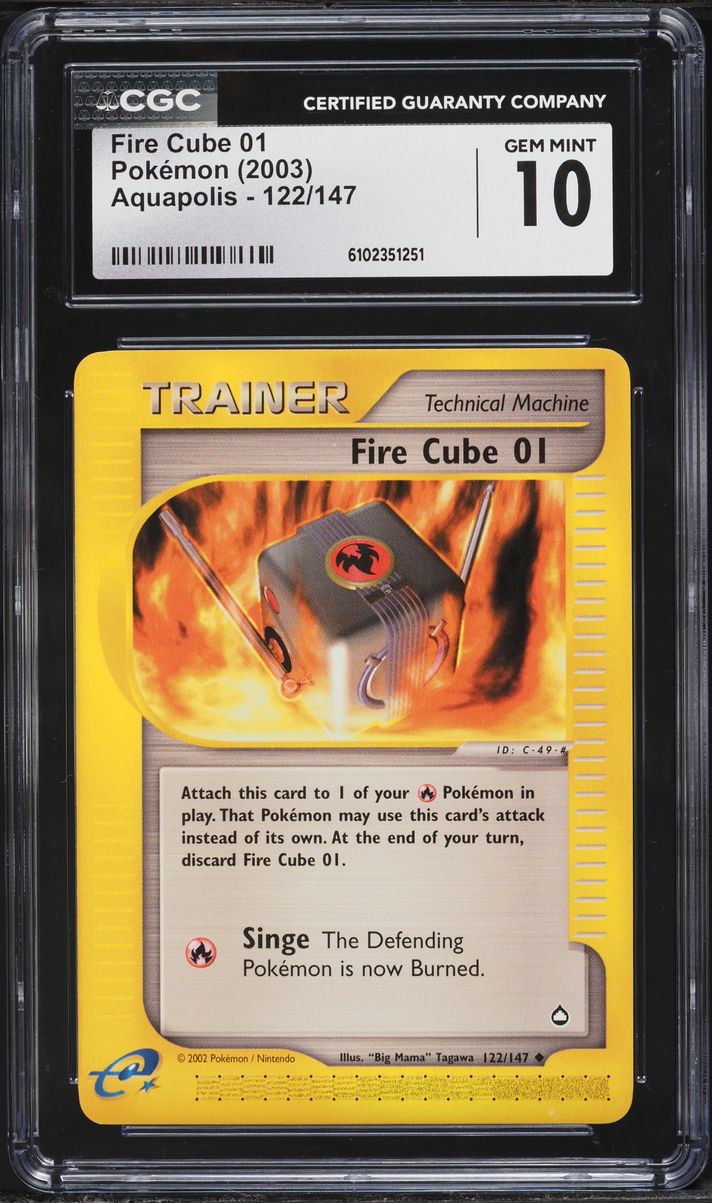 2003 Pokemon Aquapolis Fire Cube 01 #122 CGC 10 GEM MINT